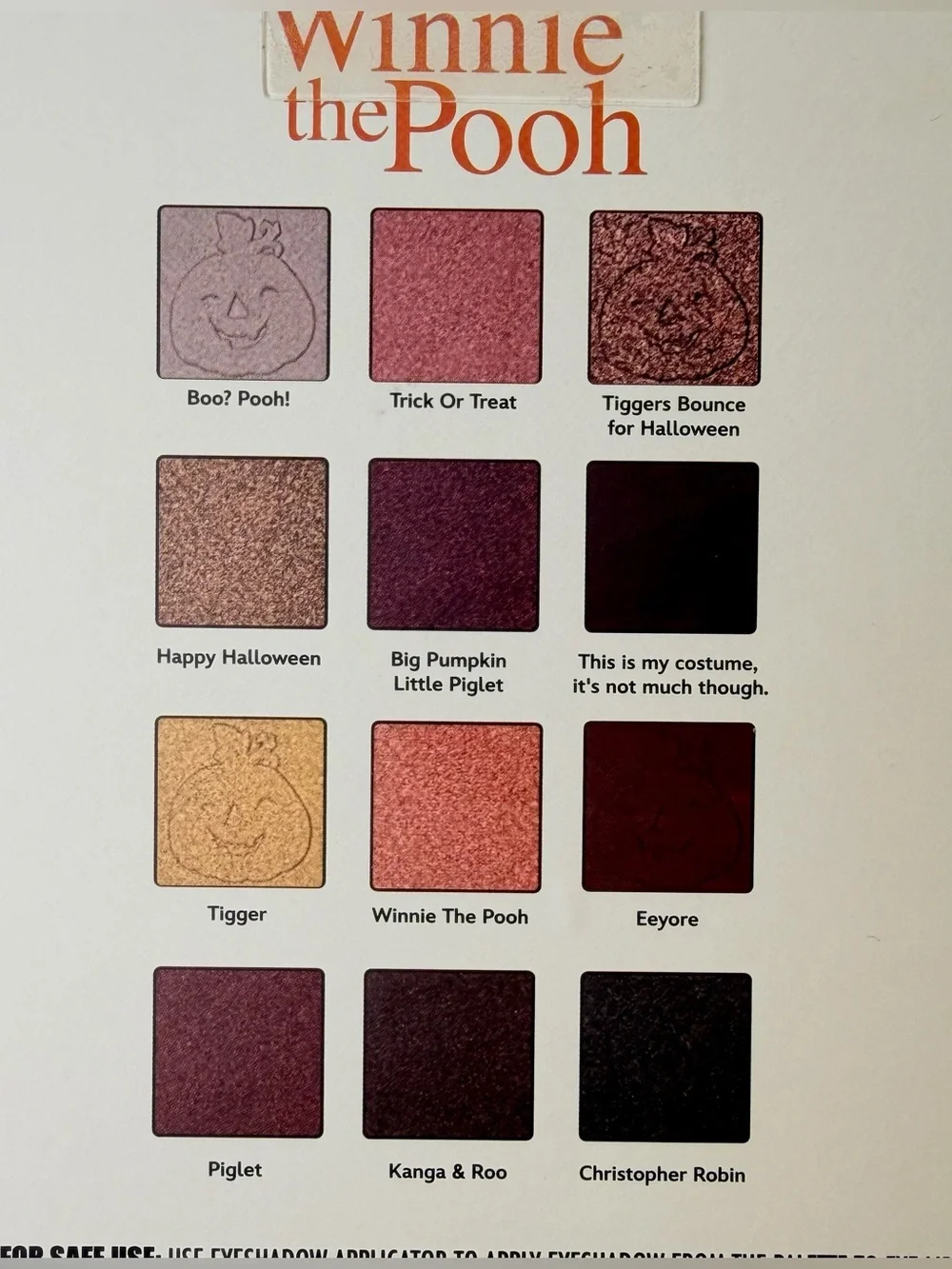 New Disney Winnie The Pooh Happy Halloween 12 Color Eyeshadow Palette W/ Mirror